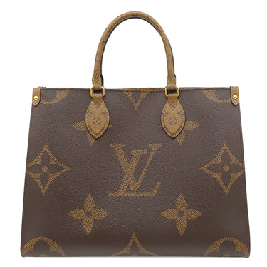 ルイヴィトン LOUIS VUITTON オンザゴー MM M45321 モノグラム モノグラムキャンバス モノグラムリバースキャンバス トートバッグ ゴールド金具 茶 ハンドバッグ