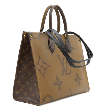 ルイヴィトン LOUIS VUITTON オンザゴー MM M45321 モノグラム モノグラムキャンバス モノグラムリバースキャンバス トートバッグ ゴールド金具 茶 ハンドバッグ