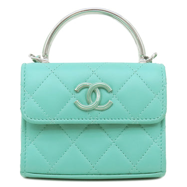 シャネル CHANEL ミニミニマトラッセ AP3708 ライトブルー ラムスキン ショルダーバッグ シルバー金具 水色 ポシェット