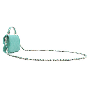 シャネル CHANEL ミニミニマトラッセ AP3708 ライトブルー ラムスキン ショルダーバッグ シルバー金具 水色 ポシェット