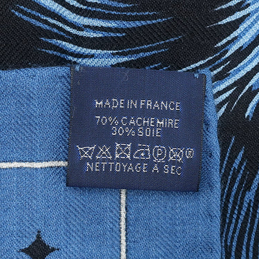 エルメス HERMES カレH 65 H284227T ブルージーン×ブラック×ホワイト カシミヤ シルク スカーフ 【GRRRRR!/ガルルルルル!】