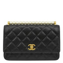シャネル CHANEL マトラッセ チェーン バッグ ブラック ラムスキン イミテーションパール チェーンウォレット ヴィンテージ金具 ココマーク パール