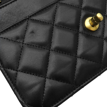 シャネル CHANEL マトラッセ チェーン バッグ ブラック ラムスキン イミテーションパール チェーンウォレット ヴィンテージ金具 ココマーク パール