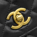 シャネル CHANEL マトラッセ チェーン バッグ ブラック ラムスキン イミテーションパール チェーンウォレット ヴィンテージ金具 ココマーク パール