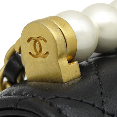 シャネル CHANEL マトラッセ チェーン バッグ ブラック ラムスキン イミテーションパール チェーンウォレット ヴィンテージ金具 ココマーク パール