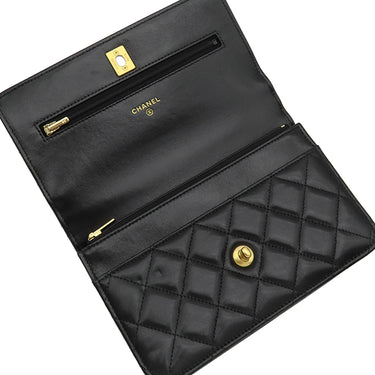 シャネル CHANEL マトラッセ チェーン バッグ ブラック ラムスキン イミテーションパール チェーンウォレット ヴィンテージ金具 ココマーク パール