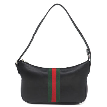 グッチ GUCCI ルネッタ スモール クロスボディバッグ 863406 ブラック レザー ソフトレザー ショルダーバッグ シルバー金具 黒 ウェブストライプ ヴィンテージ風