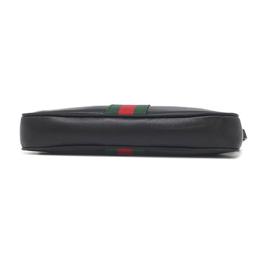 グッチ GUCCI ルネッタ スモール クロスボディバッグ 863406 ブラック レザー ソフトレザー ショルダーバッグ シルバー金具 黒 ウェブストライプ ヴィンテージ風