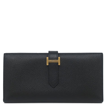 エルメス HERMES ベアンスフレ ブラック ヴォーエプソン 長財布 ゴールド金具 黒 2024年製