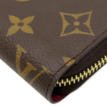 ルイヴィトン LOUIS VUITTON ジッピー ウォレット M41895 フューシャ モノグラムキャンバス 長財布 ゴールド金具 茶 赤紫 ラウンドファスナー