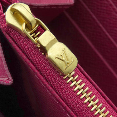 ルイヴィトン LOUIS VUITTON ジッピー ウォレット M41895 フューシャ モノグラムキャンバス 長財布 ゴールド金具 茶 赤紫 ラウンドファスナー