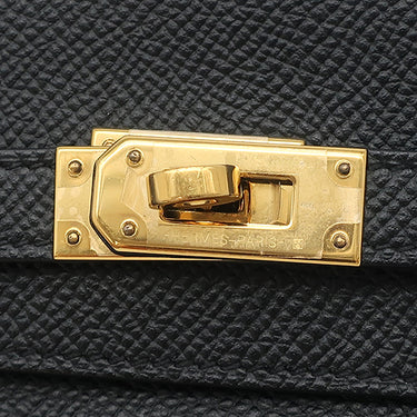 エルメス HERMES ケリーウォレット ミディアム ブラック ヴォーエプソン 三つ折り財布 ゴールド金具