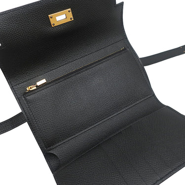 エルメス HERMES ケリーウォレット ミディアム ブラック ヴォーエプソン 三つ折り財布 ゴールド金具