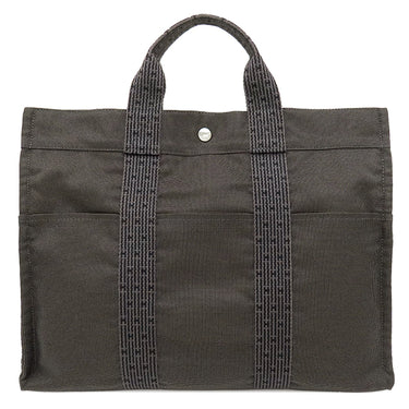 エルメス HERMES エールライントート MM グレー キャンバス トートバッグ シルバー金具 鍵 カデナ欠品