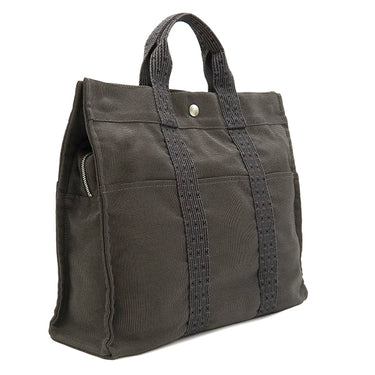 エルメス HERMES エールライントート MM グレー キャンバス トートバッグ シルバー金具 鍵 カデナ欠品