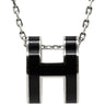 エルメス HERMES ポップアッシュ ペンダント ブラック×シルバー メタル ラッカー ネックレス 黒 Hモチーフ POP H SV金具