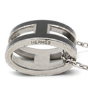 エルメス HERMES ポップアッシュ ペンダント ブラック×シルバー メタル ラッカー ネックレス 黒 Hモチーフ POP H SV金具