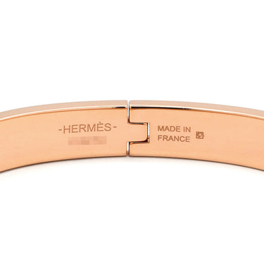 エルメス HERMES ミニクリック PM シェーヌダンクル マロングラッセ×ローズゴールド GP エナメル バングル ピンクゴールド金具 バングル