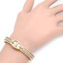 エルメス HERMES ミニクリック PM シェーヌダンクル マロングラッセ×ローズゴールド GP エナメル バングル ピンクゴールド金具 バングル