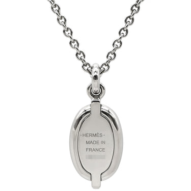 エルメス HERMES ミニマイヨン PM ペンダント クレーム×シルバー メタル エナメル ネックレス 白 アイボリー シェーヌダンクルモチーフ