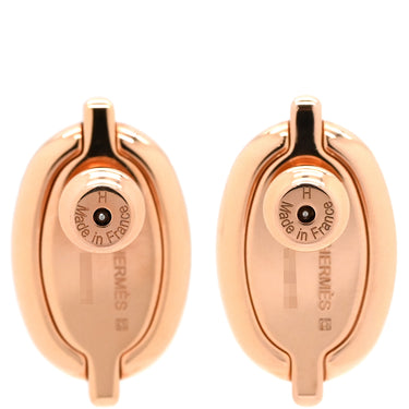 エルメス HERMES ミニマイヨン マロングラッセ×ローズゴールド GP エナメル ピアス ピンクゴールド シェーヌダンクル 茶 ベージュ