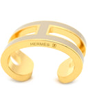 エルメス HERMES ポップ アッシュ H イヤーカフ 片耳用 マロングラッセ×ゴールド GP エナメル イヤリング ベージュ H型 新品 未使用