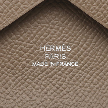 エルメス HERMES カルヴィ デュオ エトゥープ ヴォーエプソン カードケース シルバー金具 新品 未使用 フラグメントケース 2026年製