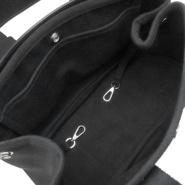 エルメス HERMES ヴァルパライソ PM ブラック トワルシェブロン スイフト ハンドバッグ シルバー金具 黒