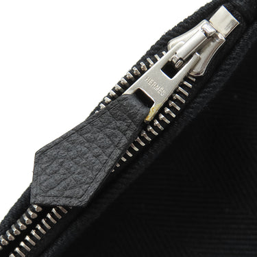 エルメス HERMES ヴァルパライソ PM ブラック トワルシェブロン スイフト ハンドバッグ シルバー金具 黒