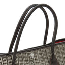 エルメス HERMES ガーデンパーティー PM 36 エベンヌ×ホワイト トワルシェブロン ブッフル トートバッグ シルバー金具 茶 オレンジ バイカラー