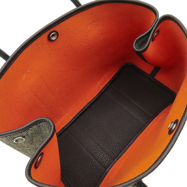 エルメス HERMES ガーデンパーティー PM 36 エベンヌ×ホワイト トワルシェブロン ブッフル トートバッグ シルバー金具 茶 オレンジ バイカラー
