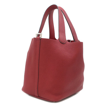 エルメス HERMES ピコタンロックMM 22 エクラ ルージュグレナ×ルージュピマン トリヨンクレマンス スイフト ハンドバッグ シルバー金具 バイカラー