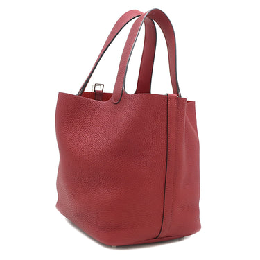 エルメス HERMES ピコタンロックMM 22 エクラ ルージュグレナ×ルージュピマン トリヨンクレマンス スイフト ハンドバッグ シルバー金具 バイカラー