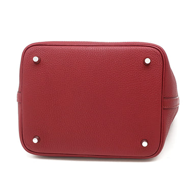 エルメス HERMES ピコタンロックMM 22 エクラ ルージュグレナ×ルージュピマン トリヨンクレマンス スイフト ハンドバッグ シルバー金具 バイカラー