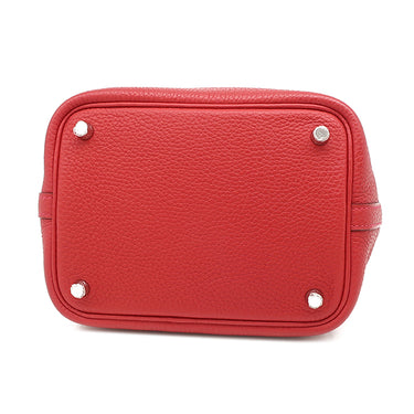 エルメス HERMES ピコタンロック 18 PM ルージュカザック トリヨンクレマンス ハンドバッグ シルバー金具 赤