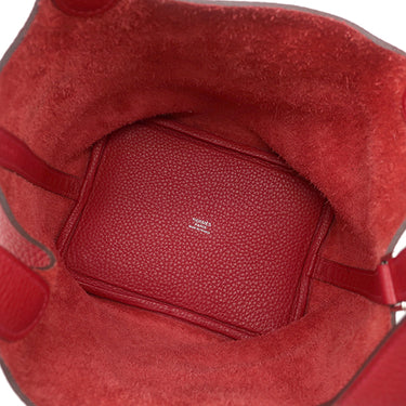 エルメス HERMES ピコタンロック 18 PM ルージュカザック トリヨンクレマンス ハンドバッグ シルバー金具 赤