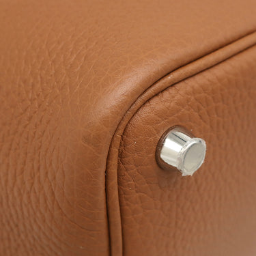 エルメス HERMES ピコタンロック 18 PM ゴールド トリヨンクレマンス ハンドバッグ シルバー金具 茶 2024年製