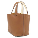 エルメス HERMES ピコタンロック 18 PM エクラ ゴールド×ナタ トリヨンクレマンス ハンドバッグ シルバー金具 未使用 茶 アイボリー 2025年製