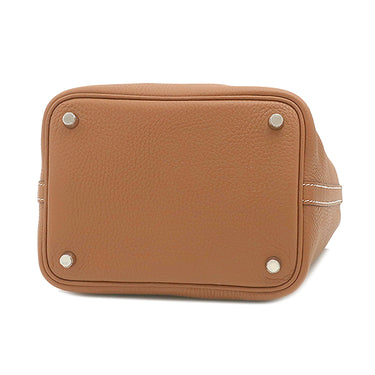 エルメス HERMES ピコタンロック 18 PM エクラ ゴールド×ナタ トリヨンクレマンス ハンドバッグ シルバー金具 未使用 茶 アイボリー 2025年製