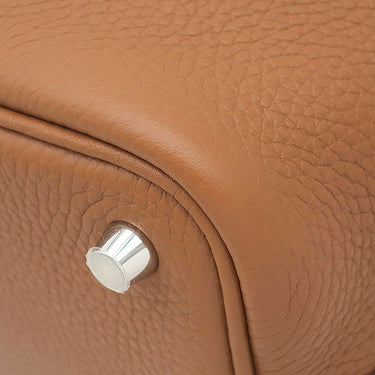 エルメス HERMES ピコタンロック 18 PM エクラ ゴールド×ナタ トリヨンクレマンス ハンドバッグ シルバー金具 未使用 茶 アイボリー 2025年製