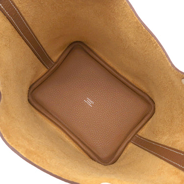 エルメス HERMES ピコタンロック 18 PM エクラ ゴールド×ナタ トリヨンクレマンス ハンドバッグ シルバー金具 未使用 茶 アイボリー 2025年製