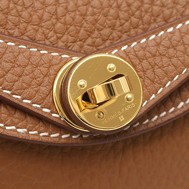 エルメス HERMES リンディ ミニ ゴールド トリヨンクレマンス ショルダーバッグ ゴールド金具 茶 ショルダー