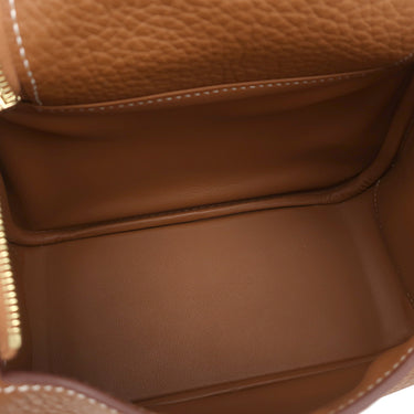 エルメス HERMES リンディ ミニ ゴールド トリヨンクレマンス ショルダーバッグ ゴールド金具 茶 ショルダー