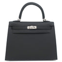 エルメス HERMES ケリー25 外縫い ブラック ヴォーエプソン 2WAYバッグ シルバー金具 新品 未使用 黒 2025年製