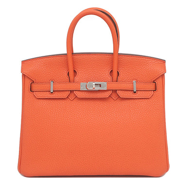 エルメス HERMES バーキン 25 カプシーヌ トゴ ハンドバッグ シルバー金具 赤