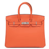 エルメス HERMES バーキン 25 カプシーヌ トゴ ハンドバッグ シルバー金具 赤