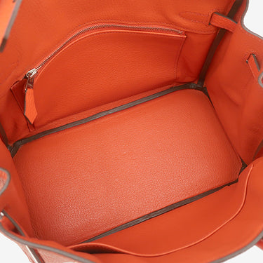 エルメス HERMES バーキン 25 カプシーヌ トゴ ハンドバッグ シルバー金具 赤