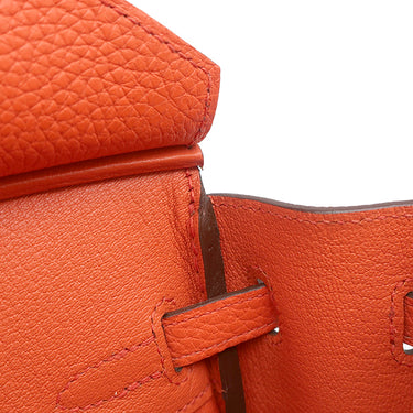 エルメス HERMES バーキン 25 カプシーヌ トゴ ハンドバッグ シルバー金具 赤