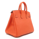 エルメス HERMES バーキン 25 カプシーヌ トゴ ハンドバッグ シルバー金具 赤