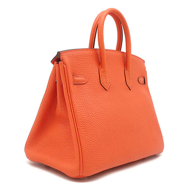 エルメス HERMES バーキン 25 カプシーヌ トゴ ハンドバッグ シルバー金具 赤